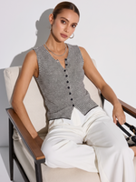 Cotton Blend Black And White Stripe Women Knit Vest GOELIA
