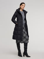 Windproof Hooded Goose Down Coat With Belt GOELIA