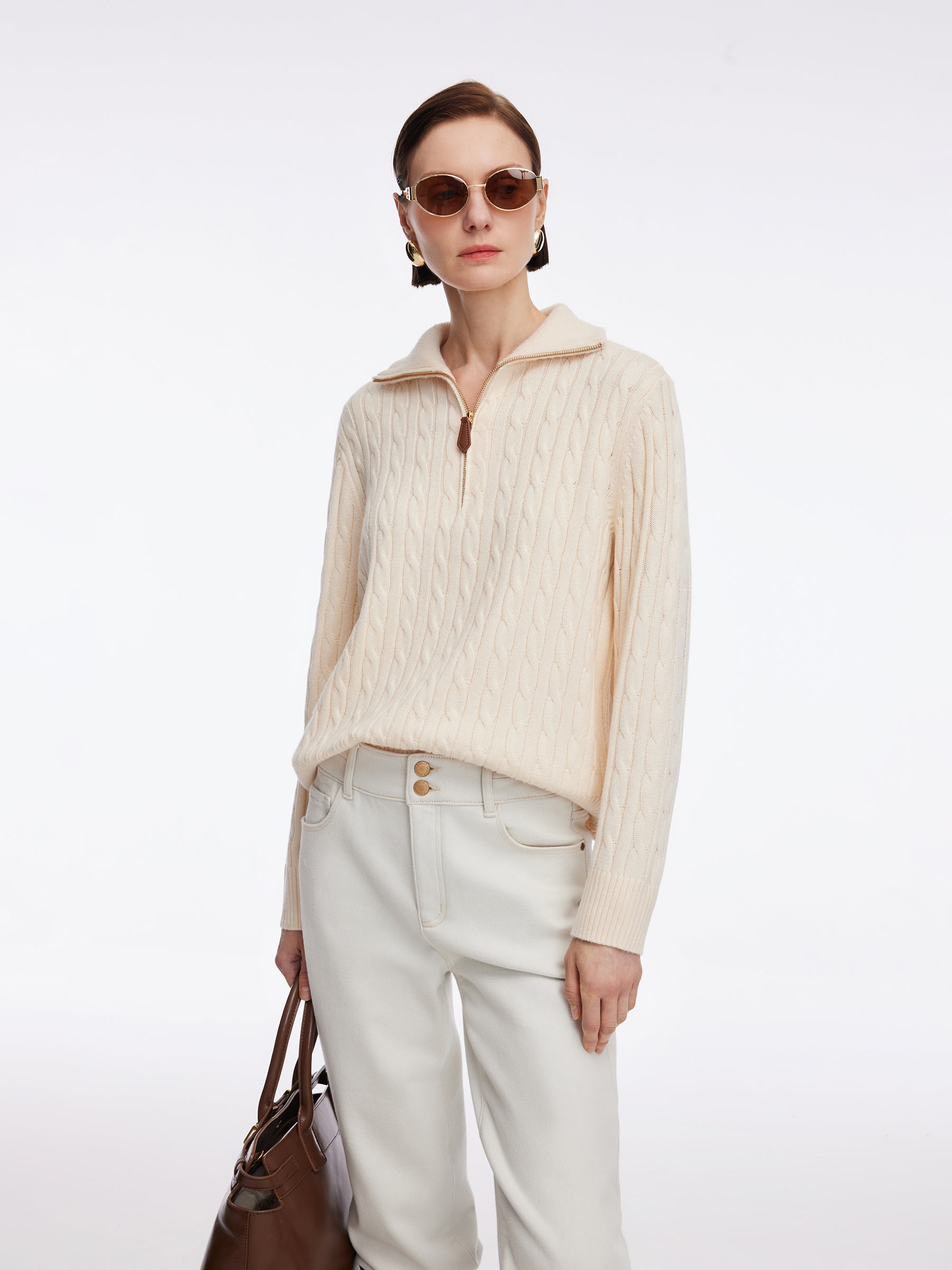 [Preview] Wool Blend Half-Zip Women Sweater GOELIA