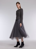 Washable Merino Wool Patchwork Women Maxi Dress With Belt GOELIA