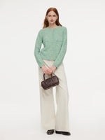 Melange Green Single Breasted Women Cardigan GOELIA