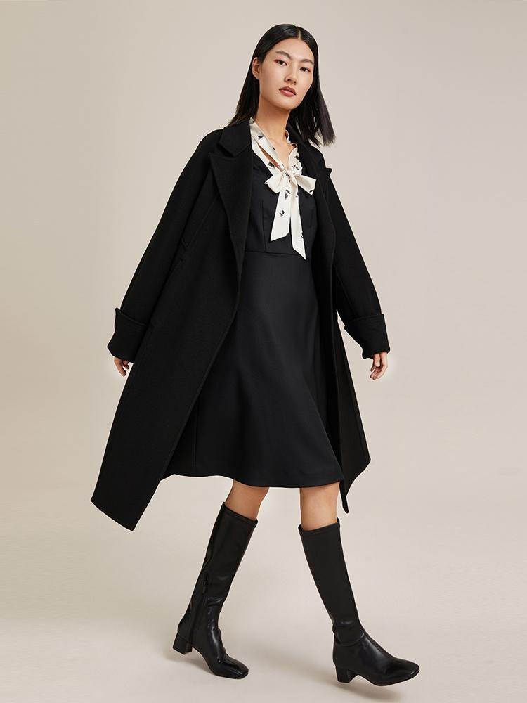 Black 100% Cashmere Classic Coat GOELIA