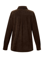 [Preview] Faux Suede Women Shirt With Ribbon GOELIA