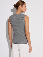 Cotton Blend Black And White Stripe Women Knit Vest GOELIA