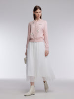 Textured Sheep Embroidered Women Cardigan GOELIA