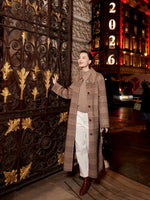 Cashmere Wool Blend Plaid Double-Faced Women Wrap Overcoat GOELIA