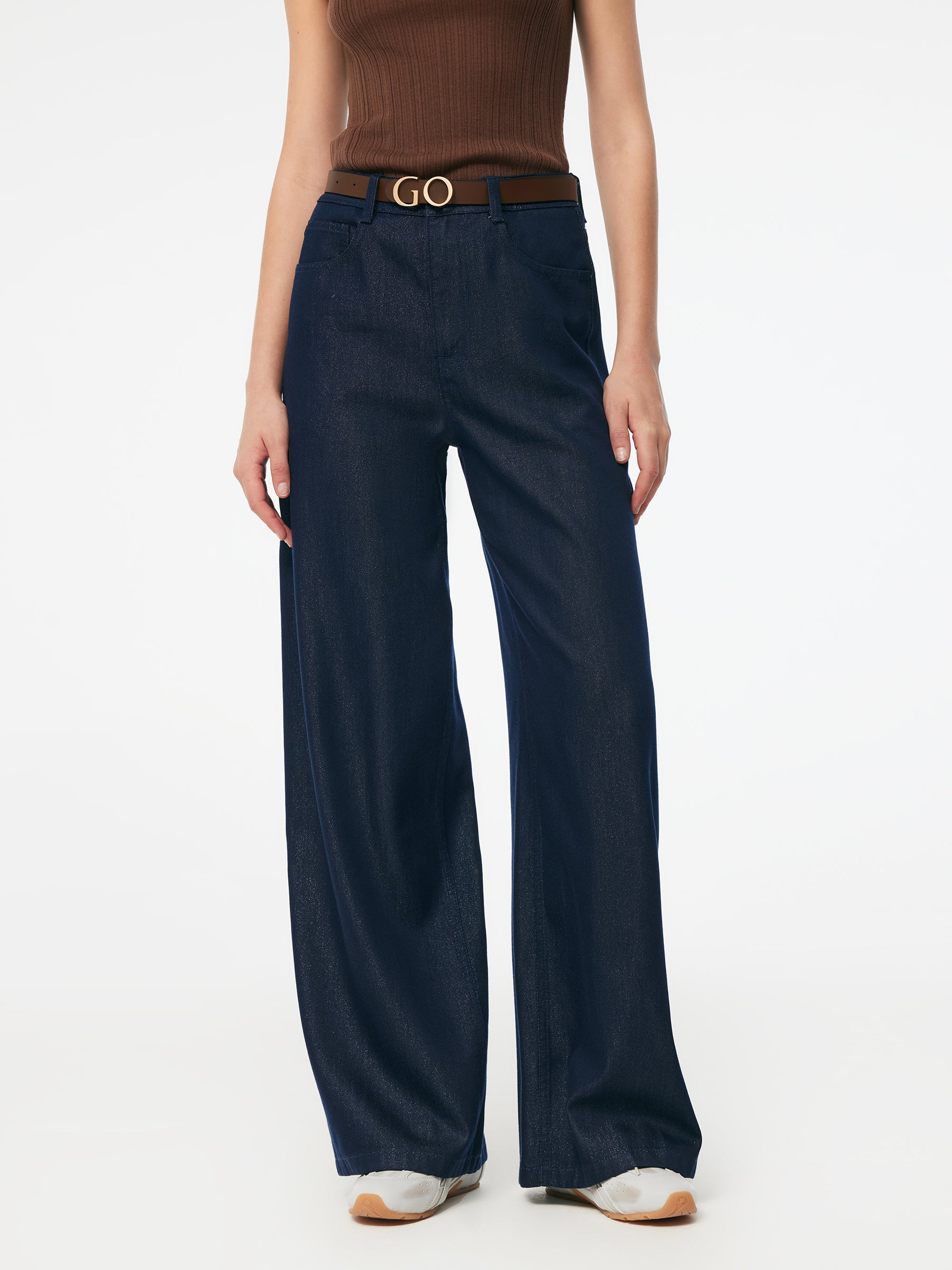 Denim Glitter Detailed Women Loose Straight Jeans GOELIA