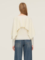 Tencel Wool Blend Women Knit Top With Pullover Cape GOELIA