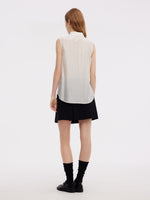 Front Slit Knit Top And Sleeveless Shirt Two-Piece Set GOELIA