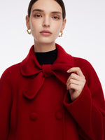 Tencel Wool Blend Double-Faced Women Coat With Detachable Collar GOELIA