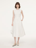 100% Cotton Bubble Hem Women Sleeveless Maxi Dress With Bag GOELIA