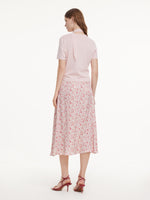 Asymmetric Knit Top And Floral Print Skirt Two-Piece Set With Ribbon GOELIA