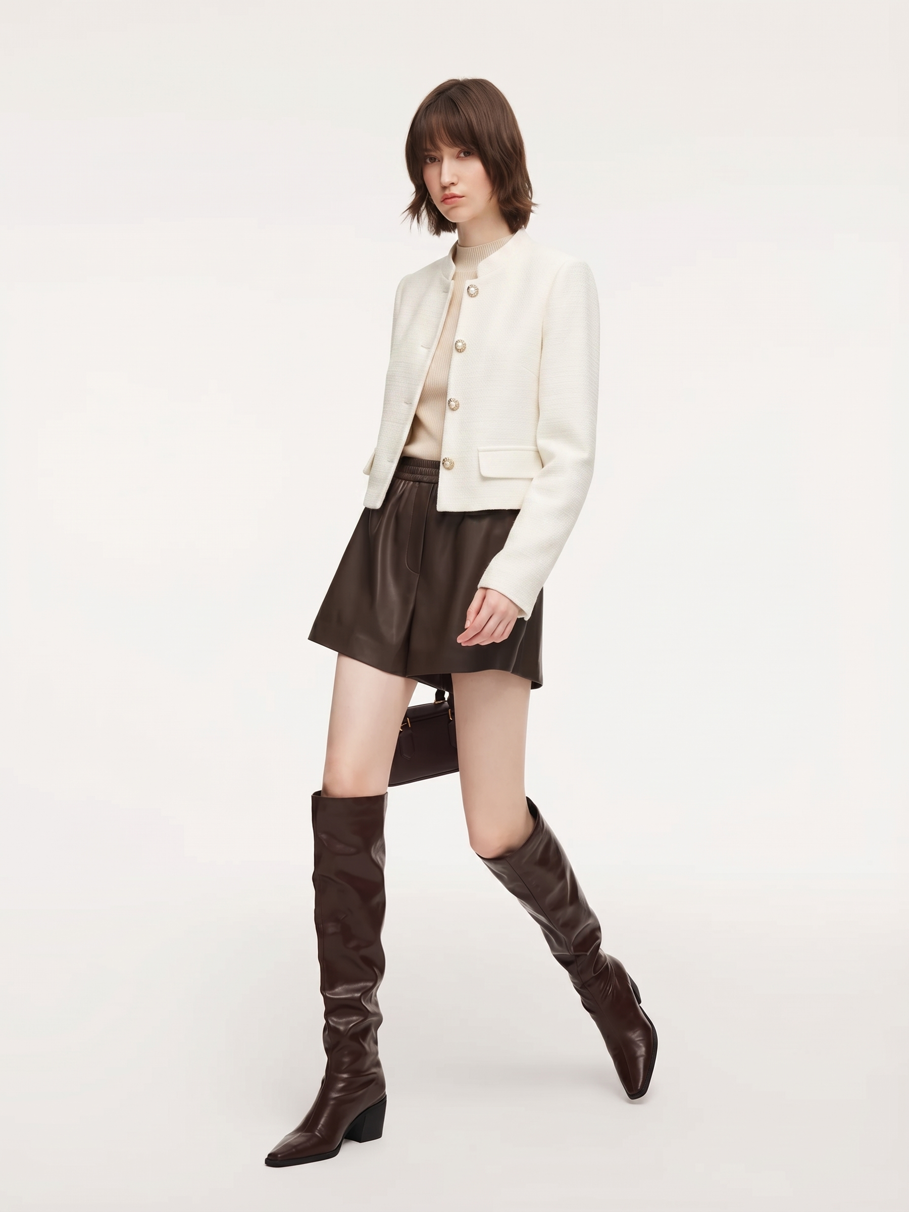 Stand Collar Single-Breasted Women Jacket GOELIA