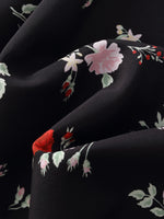 16MM Mulberry Silk Rose Print Women Qipao Midi Dress GOELIA