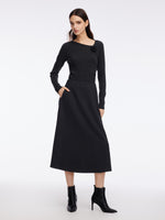Asymmetrical Hem Knit Scarf Top And A-Line Skirt Two-Piece Set With Detachable Flower GOELIA