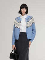 Wool Blend Fair Isle Women Cardigan GOELIA