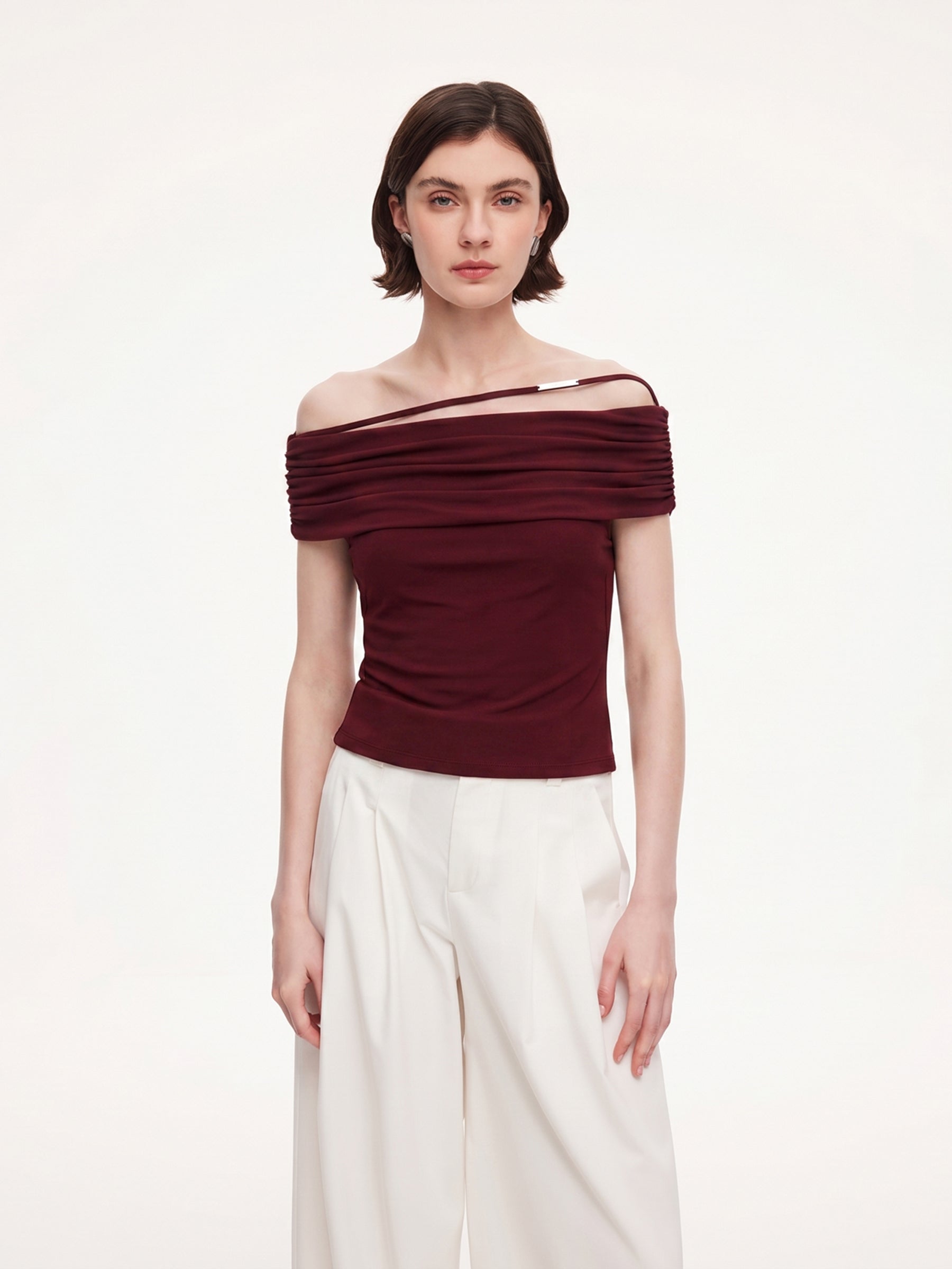 Modal Off Shoulder Women Stretchy Knit Top GOELIA