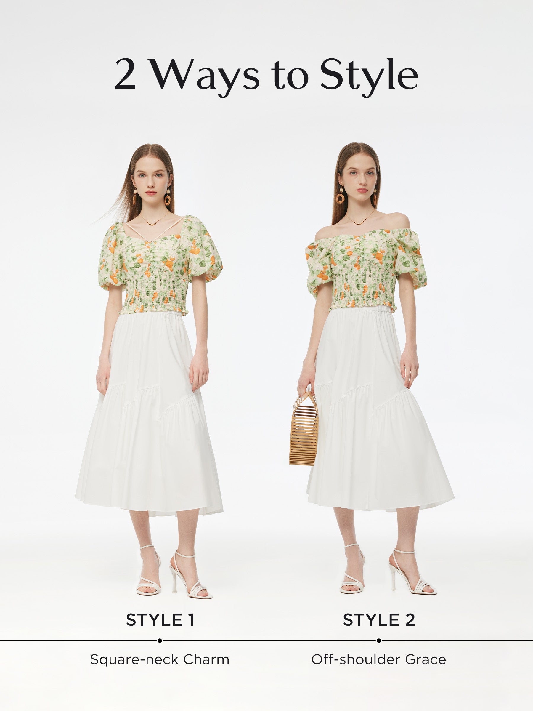 Cotton Floral Print Women Smocked Top GOELIA