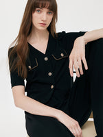 V-Neck Top And Straight Pants Two-Piece Set GOELIA