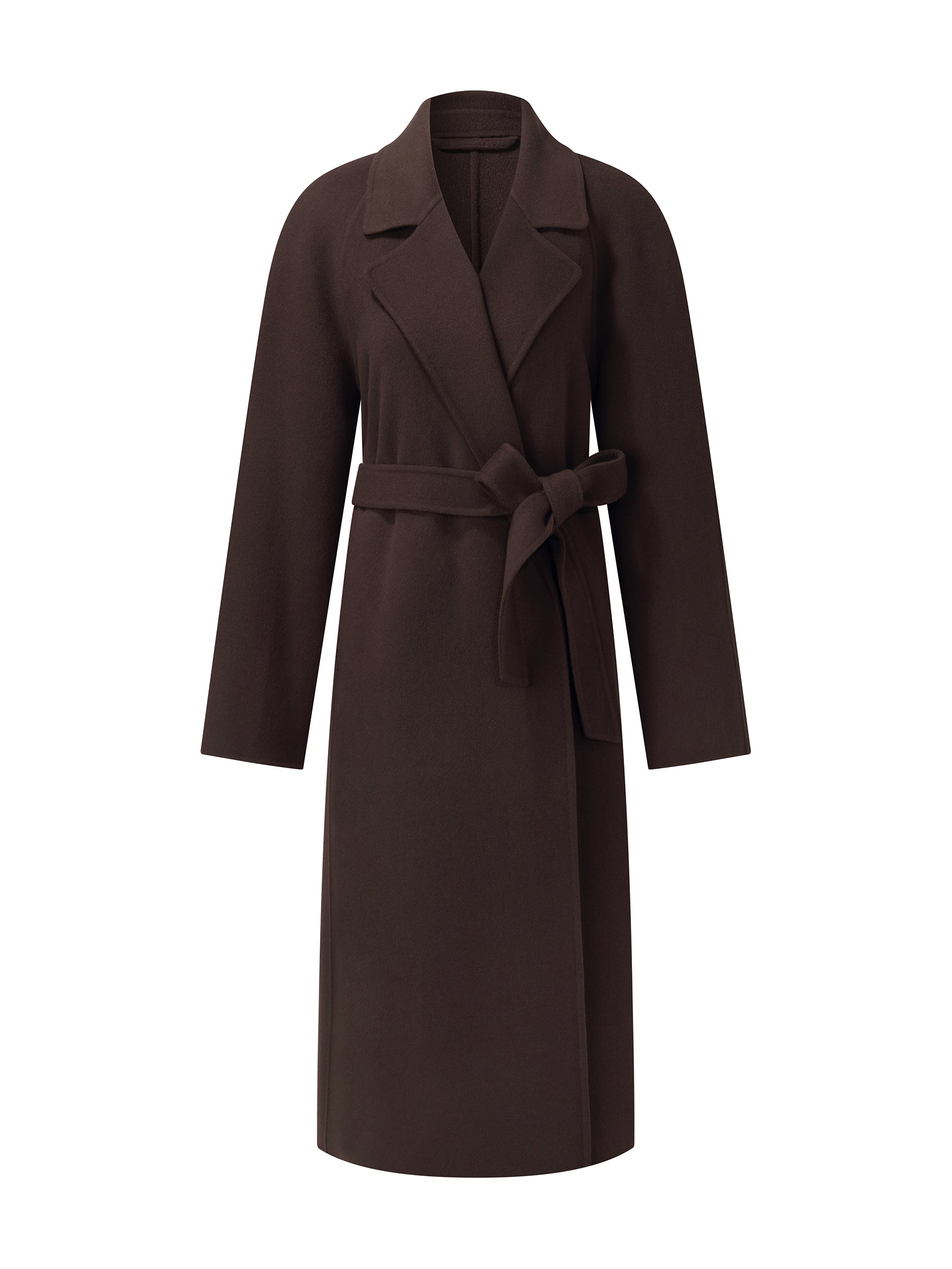[Preview] Cashmere Wool Blend Double-Faced Unisex Belted Overcoat GOELIA