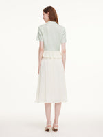 Mandarin Collar Blouse And A-Line Skirt Two-Piece Set GOELIA
