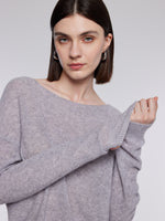[Preview] Wool Blend Sequins Boat Neck Women Sweater GOELIA