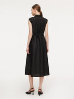 18MM Gambiered Canton Gauze Women Midi Dress With Belt GOELIA