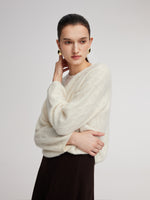 Brushed Cashmere Wool Blend Textured Women Sweater GOELIA
