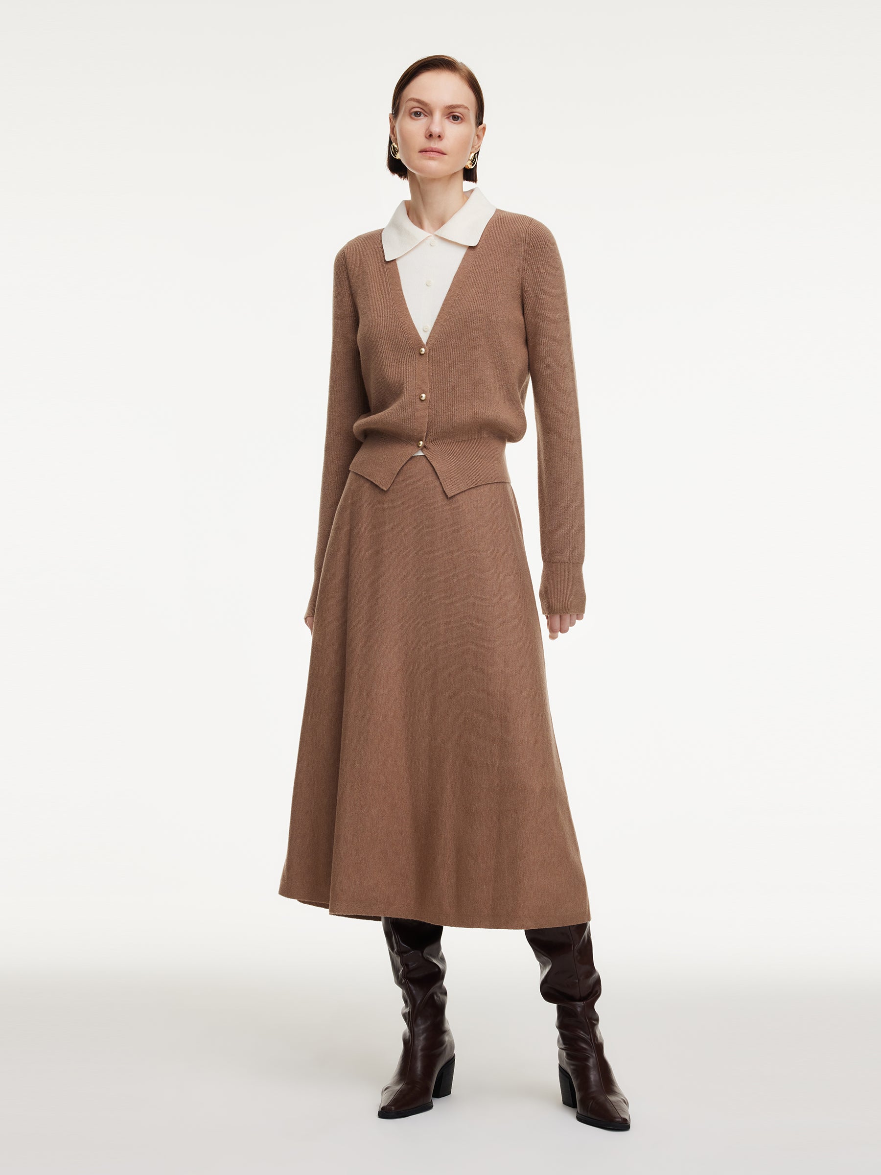 Faux Two-Piece Knit Top And Skirt Two-Piece Set GOELIA