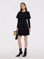 Tencel Blend Capelet Women Knit Mini Dress GOELIA