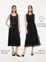 10MM Mulberry Silk Sleeveless Dress And 100% Acetate Sleeveless Dress Two-Piece Set GOELIA