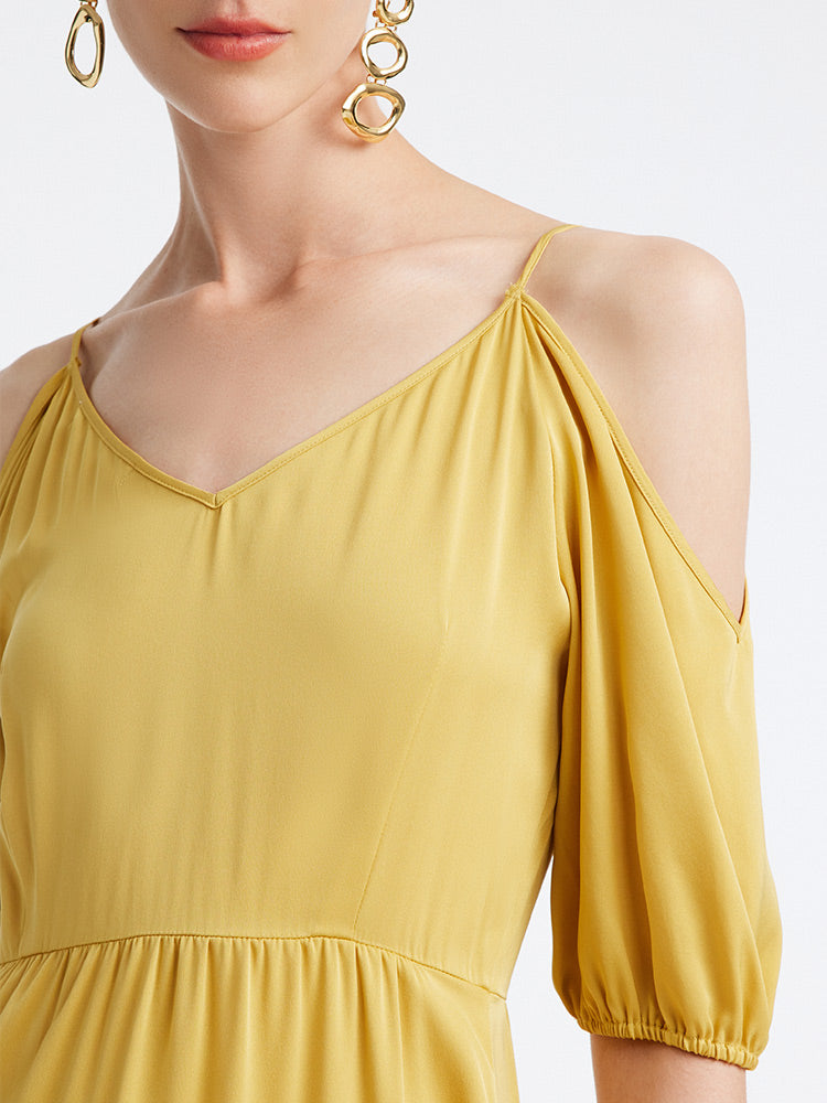 22MM Silk Off-Shoulder Tiered Dress GOELIA