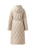 Gathered Waist Long Goose Down Coat With Belt GOELIA