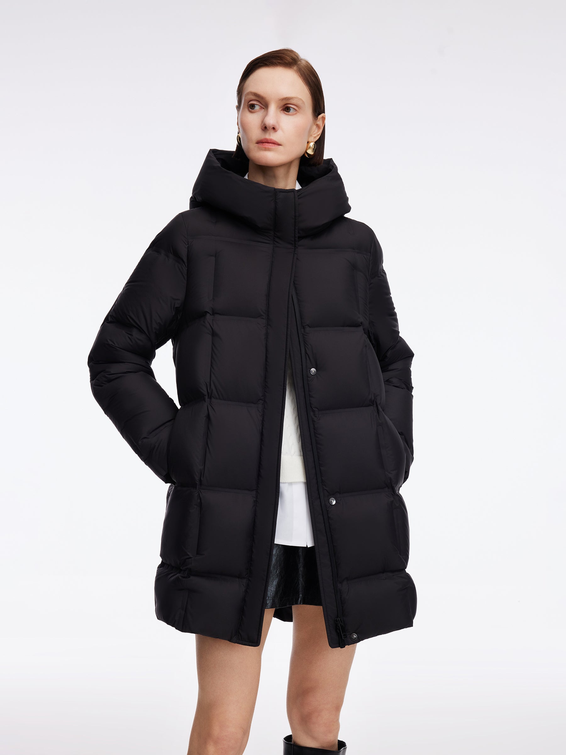 Windproof H-Line Hooded Goose Down Coat GOELIA