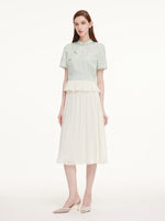 Mandarin Collar Blouse And A-Line Skirt Two-Piece Set GOELIA