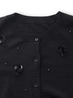 Worsted Wool Blend Beaded Sequins Women Cardigan GOELIA