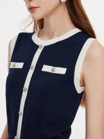 Lyocell Blend Contrast Trim Women Patchwork Sleeveless Maxi Dress GOELIA