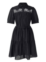 Tencel Blend Women Tiered Mini Dress With Ribbon GOELIA