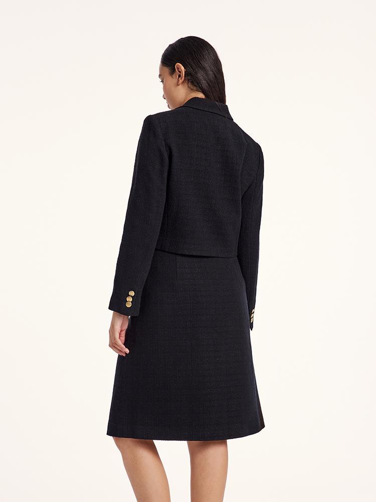 Short Blazer And A-line Skirt Two-Piece Suit GOELIA