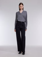 [Preview] Denim Rhinestone High-Waisted Women Micro-Flared Jeans GOELIA