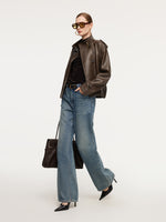 PU Leather Double-Breasted Women Trench Jacket GOELIA