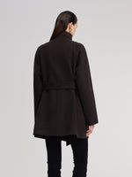 Cashmere Wool Blend Convertible Collar Women Wrap Coat GOELIA