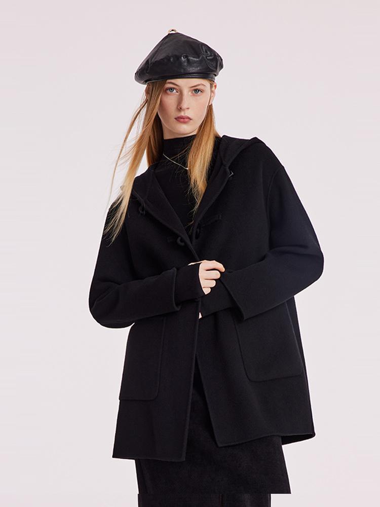 Tencel Woolen Horn Button Double Face Women Coat – GOELIA