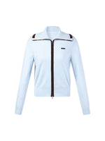 [Preview] Lyocell Wool Blend Contrast Trim Women Zip-Up Cardigan GOELIA