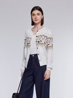 [Preview] Wool Blend Sheep Fair Isle Women Cardigan GOELIA