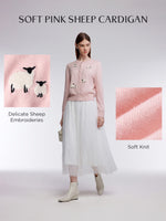 Textured Sheep Embroidered Women Cardigan GOELIA