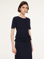 Ruffle Hem Knit Top And A-Line Skirt Two-Piece Set GOELIA