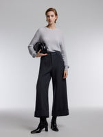 [Preview] Wool Blend Shimmer Ribbed Women Crewneck Sweater GOELIA