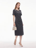 Cut Out Side Twist Women Knit Midi Dress GOELIA