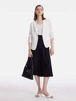Triacetate Gathered Waist Ruched Sleeves Women Blazer GOELIA